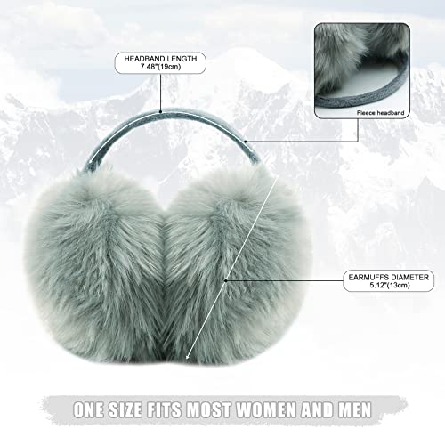 Raoexi Women Winter Ear Muffs Girls Warm Faux Fur Earmuffs Men Furry Ear Warmers Unisex Behind The Head Ear Covering(Grey) #TOP3