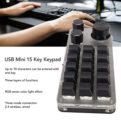 Programowalna Klawiatura Mechaniczna jedną ręką, Przenośna Klawiatura USB Mini 15 Klawiatura Programowalna DIY, Klawiatura OSU Klawiatura do Gier Hotswap do Gier Biurowych