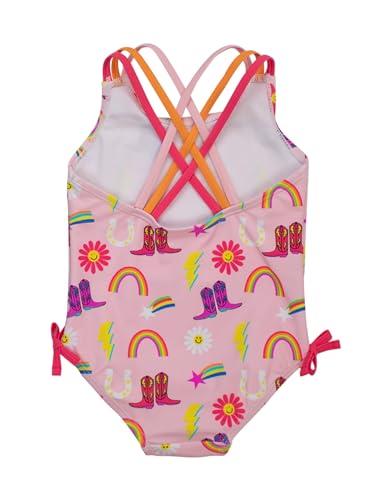 Image of RuffleButts Girls UPF50+ Sun Protection Tie Shoulder /Cross Back One Piece Swimsuit