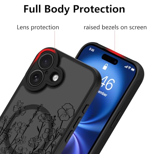 Image of KANGHAR Case for iPhone 16 Florals Pattern | [Compatible with Magsafe] Cute Blooming Flowers Protective Magnetic Case for Girls Women Men