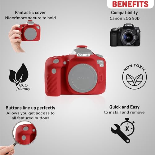 Funda para Cámara Canon EOS 90D de Silicona Roja miniatura 3