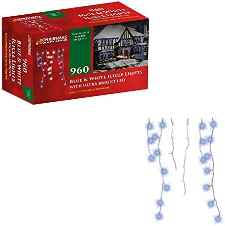 The Christmas Workshop Warm White Icicle LED Christmas Lights / Mains Powered with 8 Functions / Indoor or Outdoor Fairy Lights for Home, Weddings and Gardens (480)