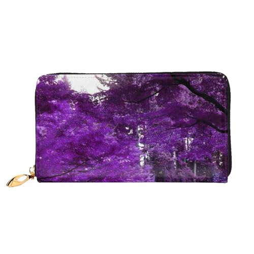 Portefeuille cuir zippé Purple World, idéal pour ranger vos cartes en voyage