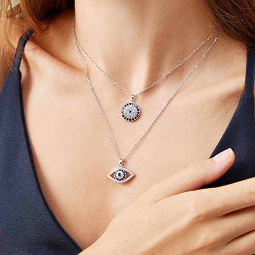 Evil Eye Necklace Layered Necklaces for Women, 2Pcs 18K Gold Plated Dainty Evil Eye Choker Pendant Necklace Handmade Evil Eye Jewelry Protection Gifts3