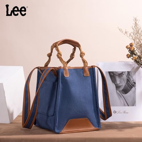 Image of Montana West x Lee Canvas Tote Bag for Women Square Shoulder Handbag with Multiple Pockets for Work and Travel