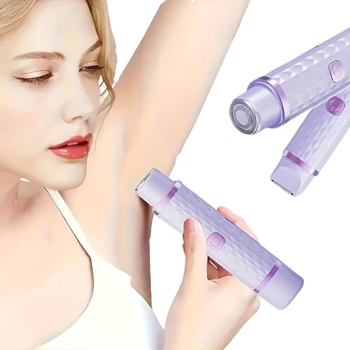 Image of Hewan 2-in-1 Facial Hair Remover & Bikini Trimmer for Women - Electric Shaver for Face, Legs, Underarms & Pubic Hair, Wet & Dry Use, USB Rechargeable (Purple trimmer)