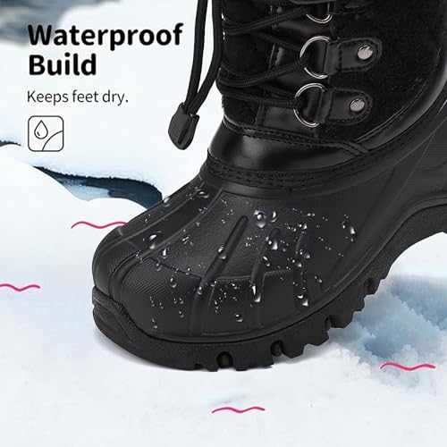 Girls & Boys Snow Boots Waterproof, Fur Lined & Insulated Warm, Easy On/Off, Non-Slip for Sledding & Snowy Play, Little Kid/Big Kid2