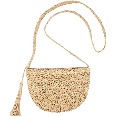 Fozehlad Women Straw Crossbody Purse Straw Clutch Bag Summer Beach Shoulder Handbag Woven Handmade Purse Cover