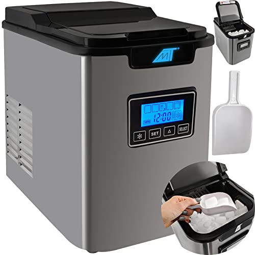 Eiswürfelmaschine mit Eiswürfelschaufel und Eiskorb 12 kg in 24 Std 9 Eiswürfel in 6-13 min 3 Eiswürfelgrößen 2,2 Liter Wassertank Edelstahl 5536