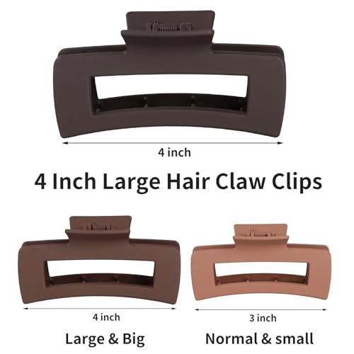 Sisiaipu 4.1 Inch Large Hair Claw Clips 12 Pcs Big Claw for Thick Hair Square Hair Clips Jumbo Jaw Clips Bulk Hair Accessories for women and Girls (Regular) — view 3