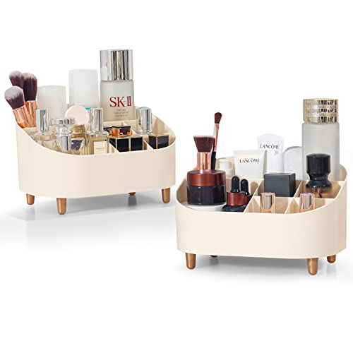 JULY'S SONG Make-up-Organizer, Aufbewahrung für Schminktisch, 2 Stück, Kosmetikpinsel, Hautpflege-Halter für Schreibtisch, Badezimmer, Theke, weißer Opal Cover