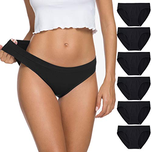 Wealurre Womens Hipster Panties Underwear Low Rise Bikini Panty Multipack(5117M,Black)