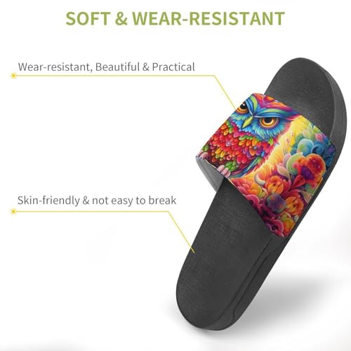 Colorful Owl Pattern House Sandals Non-Slip Bathroom Slippers Beach Summer Shoes for Men Women3