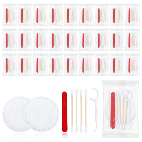 LLHQAMT Kit de coiffeuse en vrac, coiffeuse d'hôtel emballée individuellement, kit de coiffeuse avec tampons en coton, cotons-tiges, fil dentaire et lime à ongles (50 pièces)