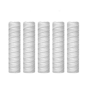 Lafiucy 5 Mikron 10 Zoll x 2,5 Zoll String gewickelt Sediment Wasserfilterpatrone 5 Pack ganze Haus Sediment Filtration Universal Ersatz für 10inch RO Einheiten