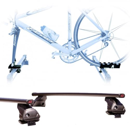 Portabici tetto Auto + Barre realizzato per PEUGEOT 107 2005 Attacco alla Forcella universale Barre 110 CM Kit Attacchi inclusi montaggio facile
