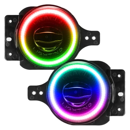 ORACLE Lighting 5847-334 Pair of ColorSHIFT 20W LED Fog Lights Compatible with 2018 2024 Wrangler JL - Amber - Road Compliant - Rugged & Durable - High Performance