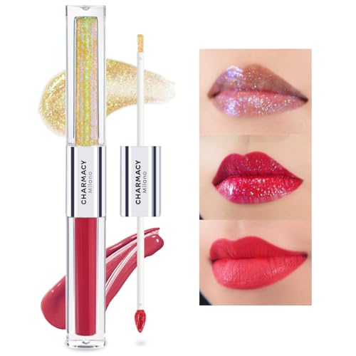 Image of CHARMACY Multichrome Double Head Non-Stick Lip Gloss, Metallic Colourful Lip Glaze, Anti-transfer, Long Lasting Waterproof Liquid Lipstick Makeup (#04)