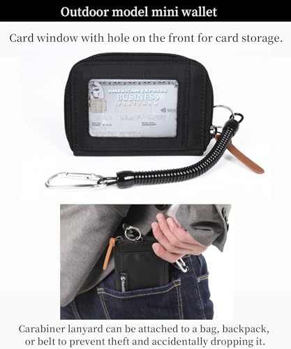 Shoebill Small Wallet with Carabiner Lanyard with ID Window - Lightweight, Zippered, Water Resistant2