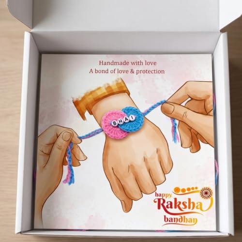 Image of Handmade Crochet Rakhi for Brother Bhai Bracelet