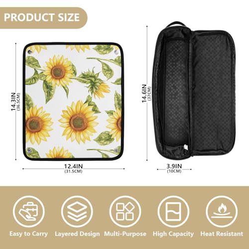Bolsa de viaje blanca Retro Sunflowers para herramientas de cabello con almohadilla resistente al calor organizador portátil para planchas, rizadores y estilizadores miniatura 4