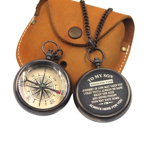 Brújula de bolsillo personalizada con estuche de cuero miniatura 1