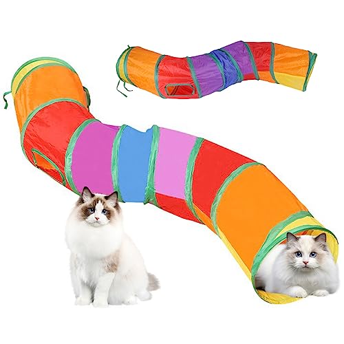 Túnel para gatos plegable con 2 agujeros y pelota para entretener a tu gatito 5