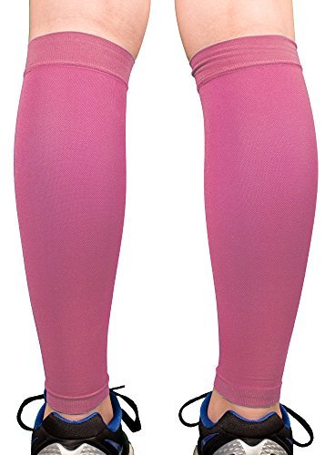 Image of Premium Calf Compression Sleeve 1 Pair 20-30mmHg Strong Calf Support Fashionable COLORS Graduated Pressure for Sports Running Muscle Recovery Shin Splints Varicose Veins Doc Miller (Pink, Large)