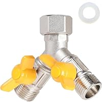 Y-Verteilerstück aus Messing 3-Wege adapterventil 1/2 zoll Y Verteiler Ventil Dusche Adapter für Unterlegscheibe,Badezimmer,Küche, Gartenschlauch(8,3x7,9cm)