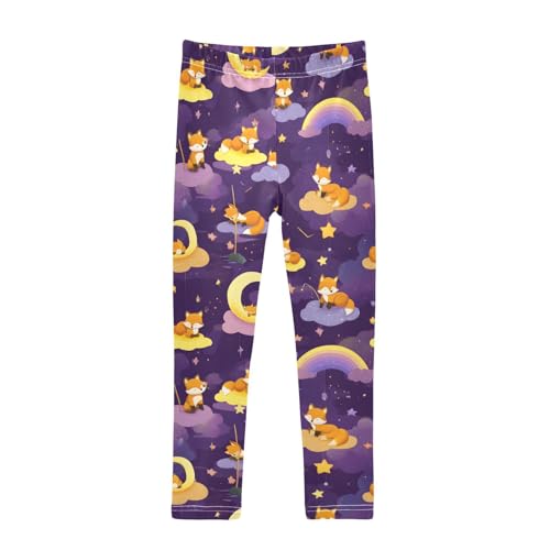 Dreamy Fox Moon Star Cloud Girls Leggings Soft Stretch Workout Yoga Dance Pants for Kids Casual Tights