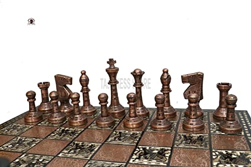 Jeu d'échecs en métal de luxe pour salon avec coffret de rangement velours