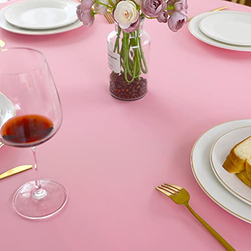 Folins&Home Pink Square Table Cloth In Heavy Duty And Water Resistant Polyester-Wrinkle Free Spillproof And Washable Tablecloths 60 X 60 Inch-Table Cover For Indoor And Outdoor-Oblong/Rectangle #TOP6