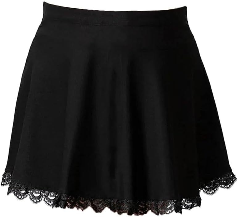 Women's Patchwork Lace Hem Skirt Street Style A-Line Polyester Fabric Mid Waist Everyday Design