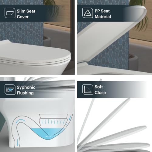 Image of Johnson Sonte One Piece Toilet | Siphonic 300 mm S Trap Western Commode | Floor Mounted Ceramic Toilet | Dual Flush 3 /6L | Soft Close Seat with Quick Release Hinges| 10 Year Warranty
