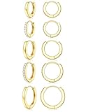 Jstyle Small Gold Hoop Earrings for Women Hypoallergenic Sterling Silver Earrings for Sensitive Ears Non Tarnish 14K Gold Plated Huggie Hoops Cartilage Earring Stacks for Multiple Piercing Jewelry A
