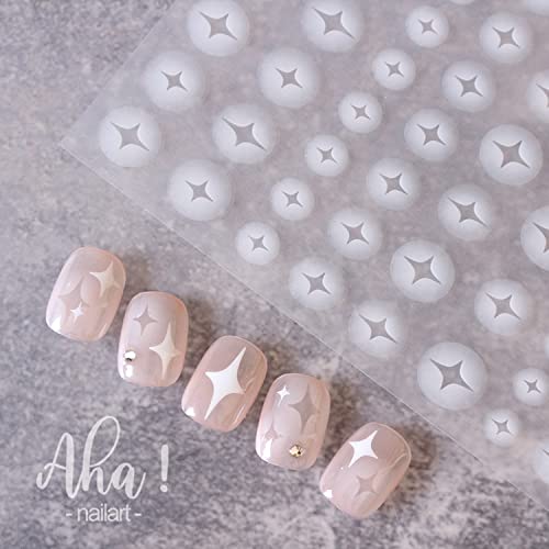 Four-Pointed Star Nail Art Sticker Decals 3D White Halo Dyeing Nail Tips Semi Transparent Hollow Out Design Fashion Charm Diy Toenails Nail Tattoos For Women Girls Manicure Nail Decoration (1 Sheets) #TOP2