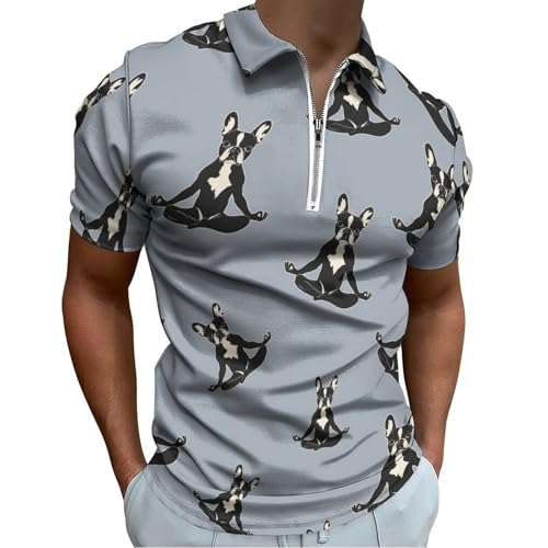 Reviews de Ferrioni Blue Terrier que puedes comprar esta semana. 41 Boston Terrier - Polo de yoga para perro, con cierre para hombre, manga corta, secado rápido, para deportes al aire última intervensión, Estilo, XX-Large
