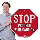 SmartSign 'Stop Proceed with Caution' Sign | 24' x 24' 3M Engineer Grade Reflective Aluminum, Made in USA