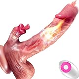 Jpscor Realistischer Dildo Vibrator mit Stoßfunktion, Heizung Zunge lecken Penis Vibratoren mit 8 Vibrationsmodi & Stoß-Modi Diloschwanz für die Frau, Analdildo mit Saugnapf Sexspielzeug
