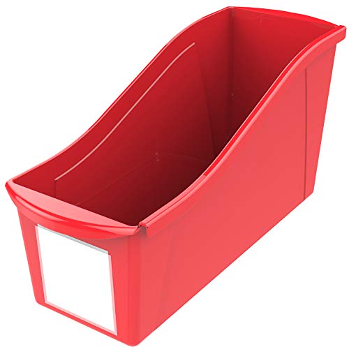 Storex Large Book Bin, 14.3 X 5.3 X 7 Inches, Red, Case Of 6 (71116U06C), 14.3 X 5.3 X 7 Inches, 6-Pack #TOP1