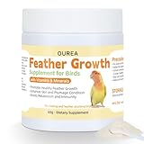 Feather Growth Supplement for Birds Parrots, Multi-Vitamins & Minerals Powder with Biotin Amino Acid for Molting Plucking, Support Healthy Feather Regrowth Plumage Shine Immunity for All-Natural Bird