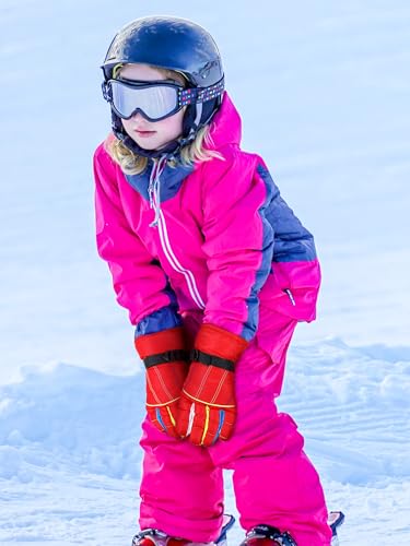 Image of SATINIOR 2 Pairs Kids Waterproof Winter Snow Gloves Ski Gloves for Boy Girl Outdoor Warm Thickening Snowboard