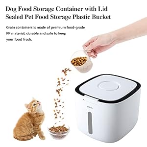 Cat Bin Container with Lid, 20 Lbs/ 320oz Dog Food Storage Automatic Flip CoverSealed Pet Food Storage Plastic Bucket, Cereal, Dog Food, Cat Food, Coffee, Flour (Black) Cat Bin Container with Lid, 20 Lbs/ 320oz Dog Food Storage Automatic Flip CoverSealed Pet Food Storage Plastic Bucket, Cereal, Dog Food, Cat Food, Coffee, Flour (Black)