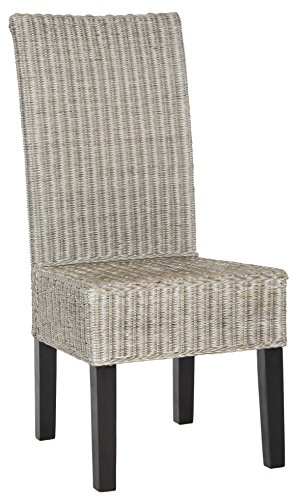 SAFAVIEH Furniture - Arjun Wicker Dining Chair Set of 2 - Antique & Grey - Rattan - Coastal Woven Design - Ideal for Dining Room, Kitchen, 17.7' Seat Height (SEA8013B-SET2)
