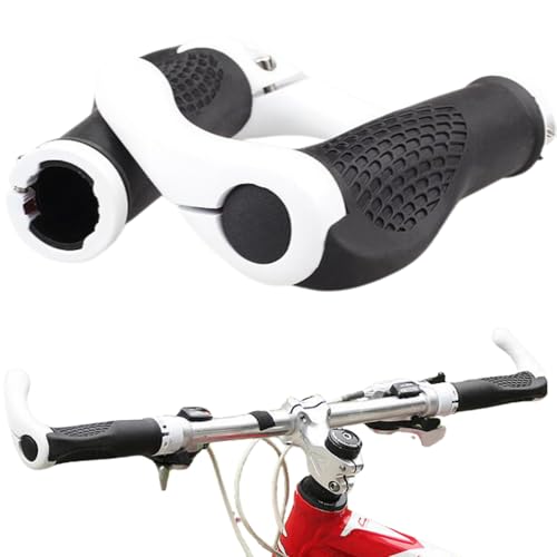 Mellbo 自転車 ハンドル グリップ マウンテンバイク クロスバイク エルゴグリップ 牛角 アルミ合金 角度自由自在 様々な自転車対応 (ホワイト)