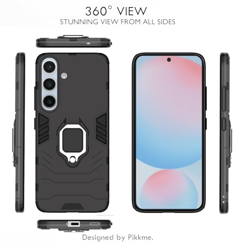 Image of Pikkme D5 Tough Armor Bumper | 360 Protection Case | Ring Holder Stand Case for Samsung Galaxy S24 FE 5G (Black)