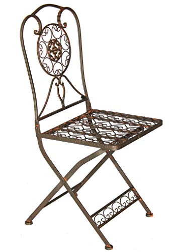 Tecla 17921 Chaise de jardin en métal Style rétro Marron vieilli