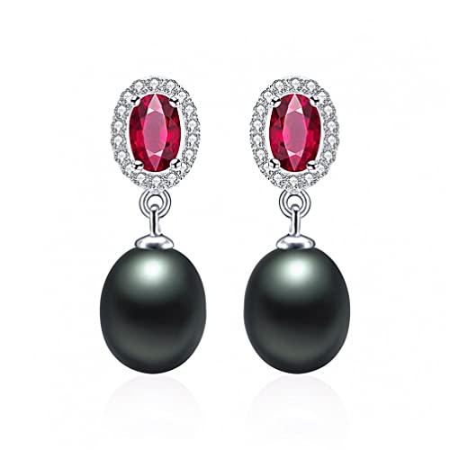 Boucles d'oreilles en cristal rouge et perles d'eau douce, le cadeau idéal en argent