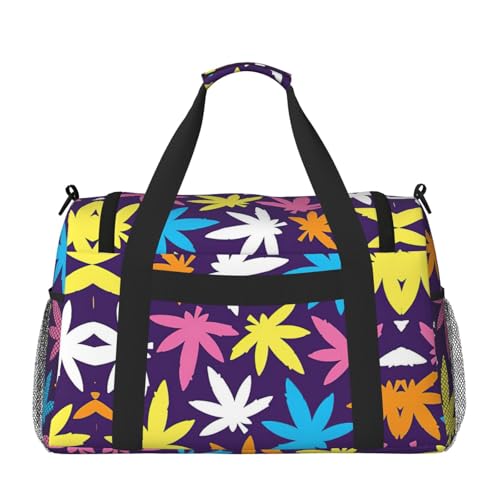 Bright Colorful Weed Pattern print Personal Item Bag Large Duffel Bag Travel Bag Weekender Bag Gym Bag Tote Duffel bag2