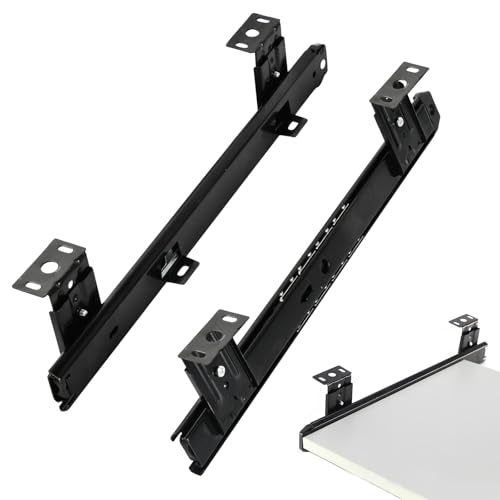Guias para Cajones, Bandeja Deslizante para Cajón de Teclado de 35cm, Regulables en Altura, Guías con Cojinetes de Bolas para Debajo del Escritorio Palabra Clave Plataforma/Estante/Cajón, Negro